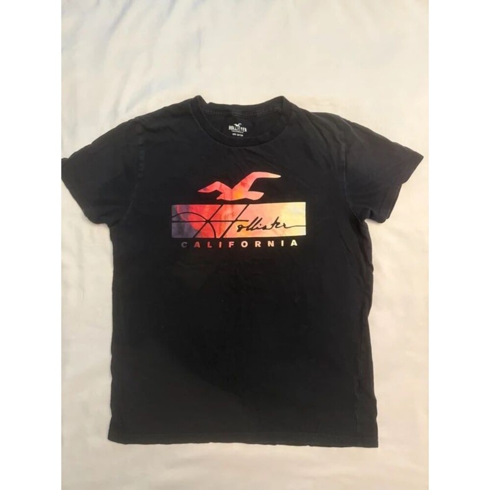 Hollister California Graphic T-Shirt Black 100% Cotton Size M